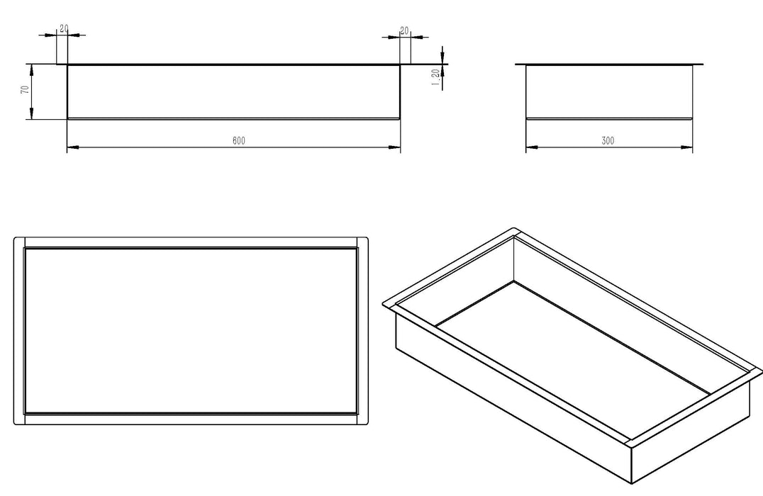 Wiesbaden inbouwnis 30x60x7cm mat zwart