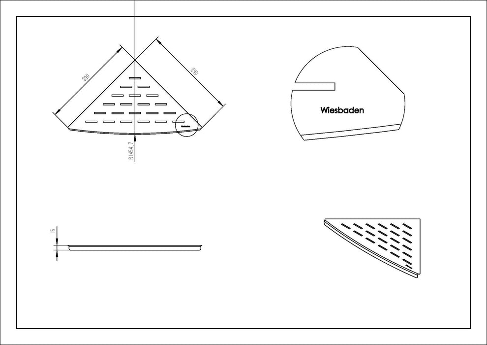 InWall hoekplanchet 29x29 mat zwart