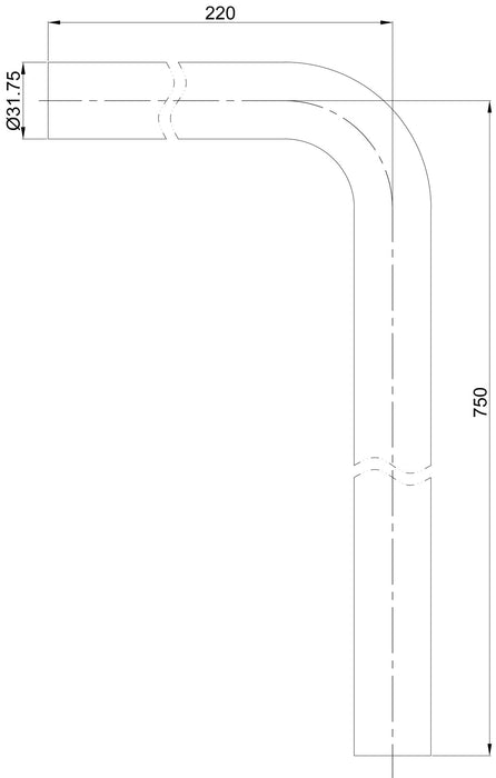 Vloerbuis 750x220x32 mm RVS look