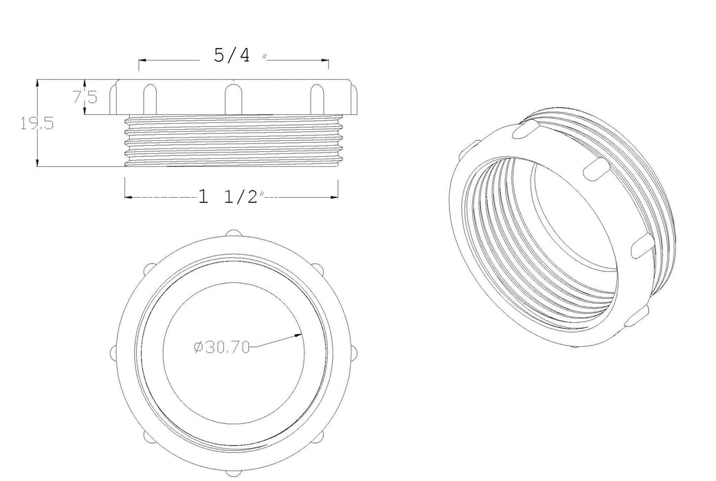 Verloopring 1 1/2" buiten X 5/4” binnen kunststof wit