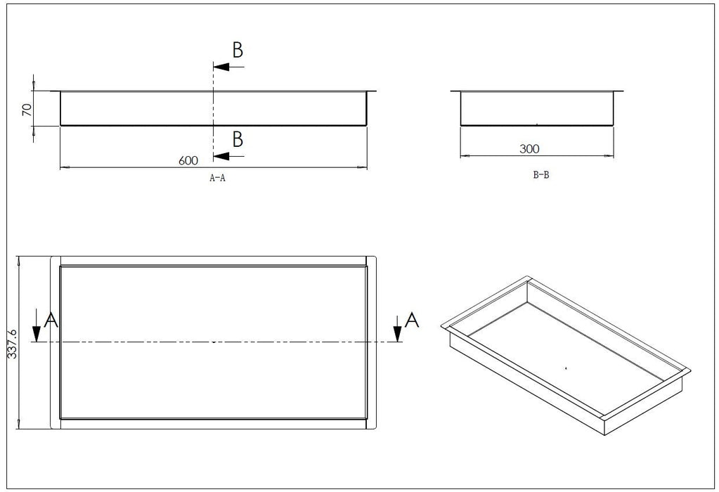 Wiesbaden inbouwnis 30x60x7cm RVS