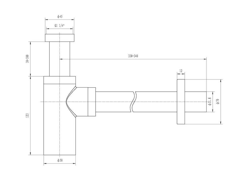 Eco design sifon laag 11/4'' chroom