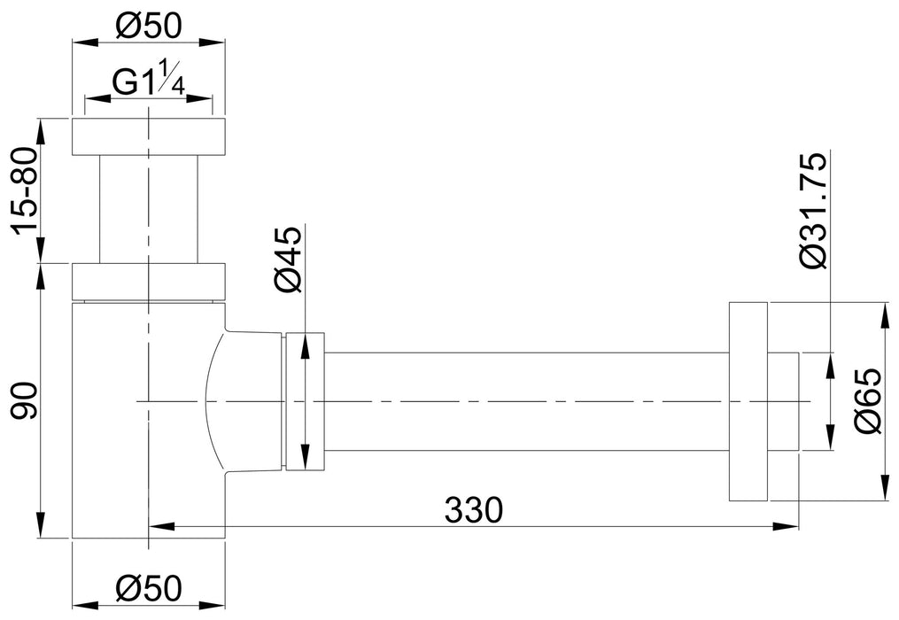 Star luxe sifon laag 11/4'' geborsteld messing