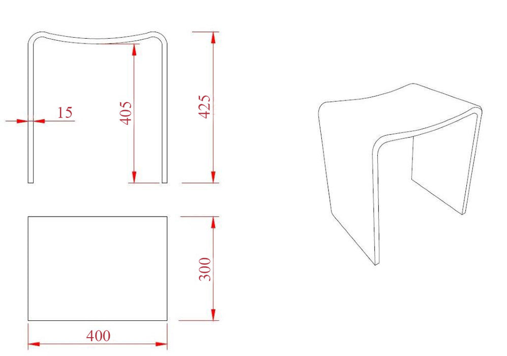 Wiesbaden Solid surface kruk 40 x 30 x 42,5 cm mat wit