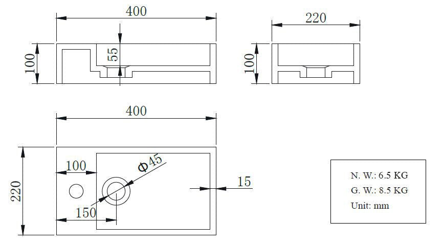 Wiesbaden Solid surface fontein rechts 40 x 22 x 10 cm mat wit