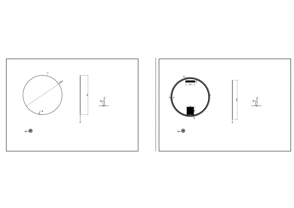 Wiesbaden Novi ronde spiegel met LED, dimbaar 100 cm geborsteld messing