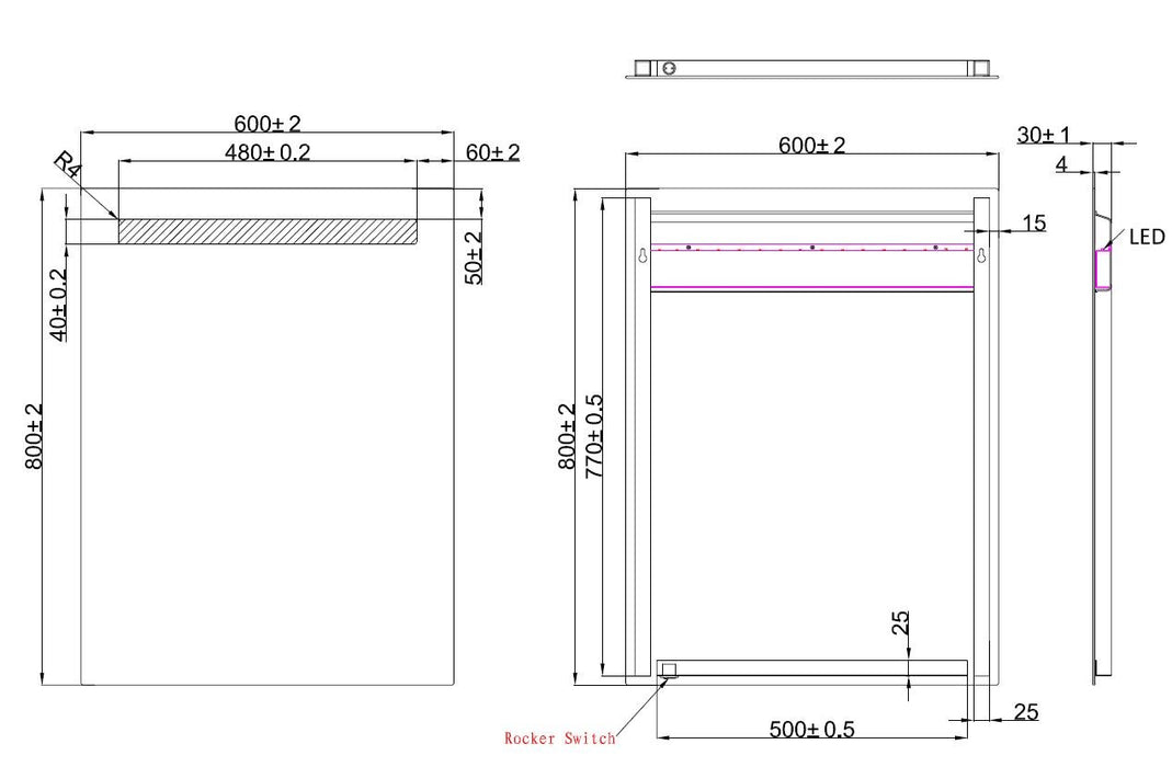 Tigris spiegel met led verlichting 60 x 80 cm
