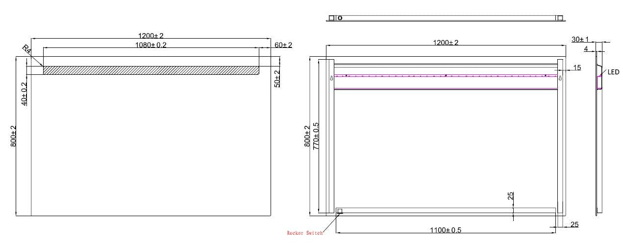 Tigris spiegel met led verlichting 120 x 80 cm