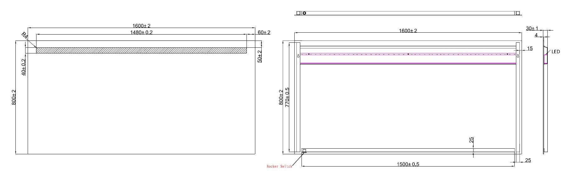 Tigris spiegel met led verlichting 160 x 80 cm