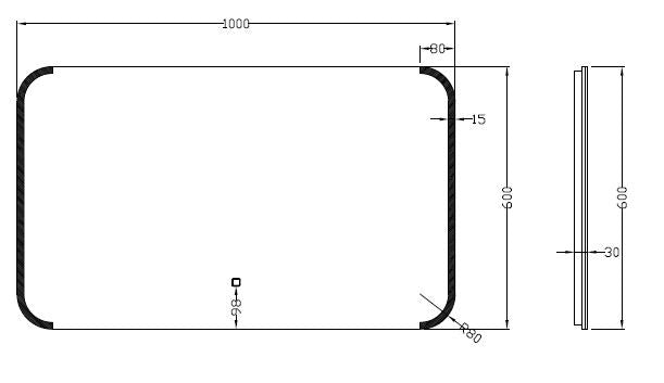 Bracket dimbare LED condensvrije spiegel 100 x 60 cm