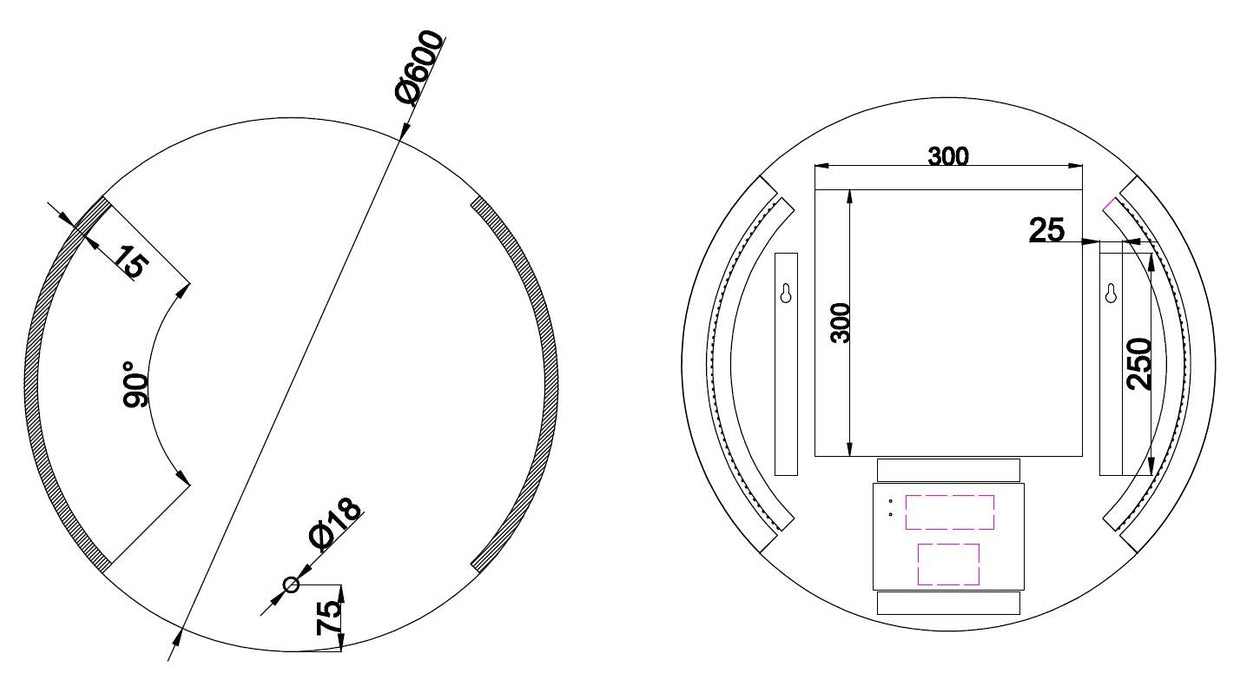 Round dimbare LED condensvrije spiegel rond 60 cm