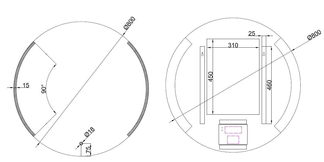 Round dimbare LED condensvrije spiegel rond 80 cm