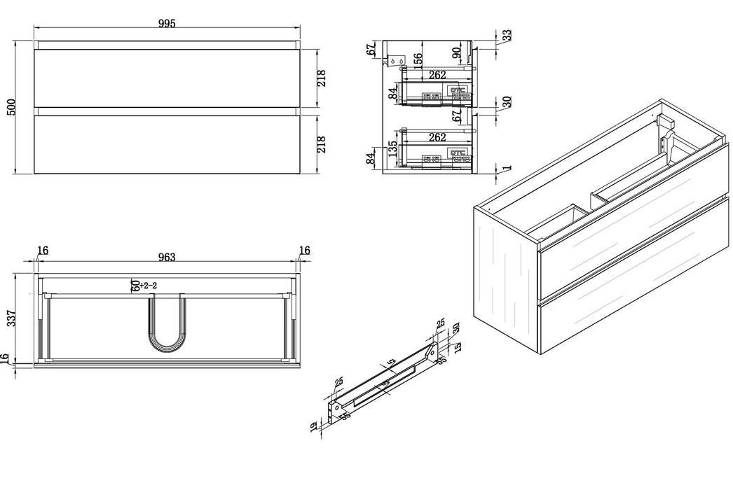 onderkast 100cmx36cm zo.wastafel houtn.grijs