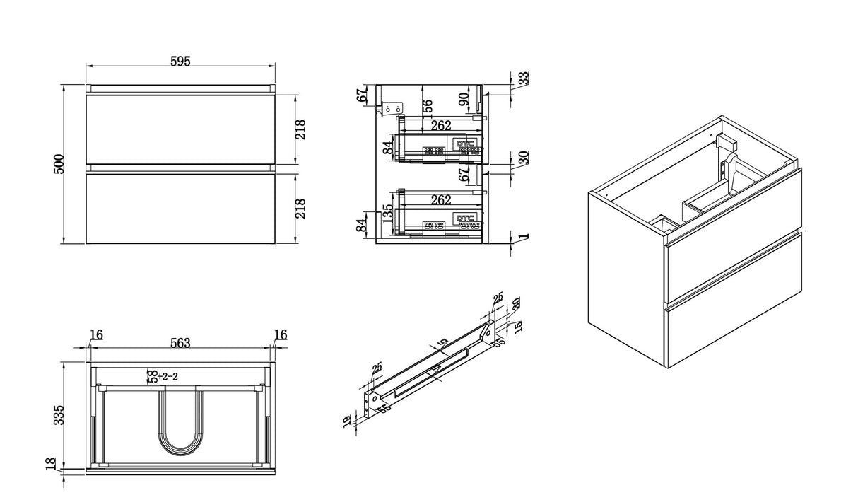 onderkast 60cmx36cm zo.wastafel wit