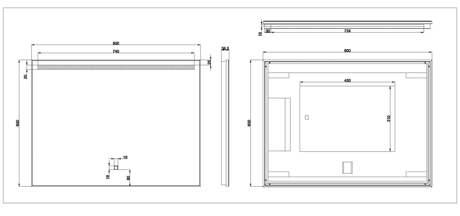 Ambi One dimbare Led condensvrije spiegel 80 x 60 cm