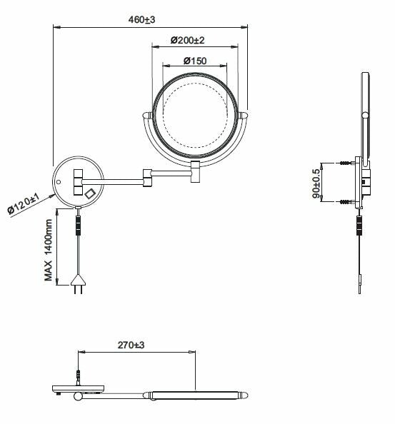 Home scheerspiegel met LED verlichting 20 cm