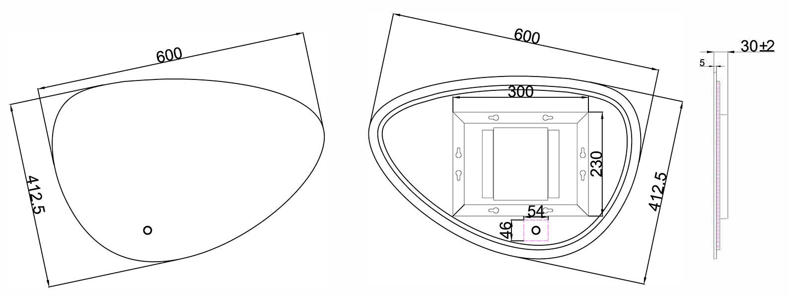 Uovo led- spiegel dimbaar 60 cm