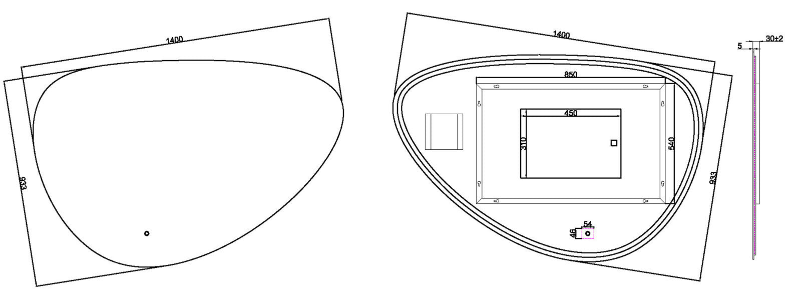 Uovo condensvrije led- spiegel dimbaar 140 cm