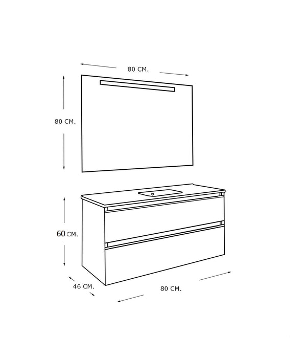 SEPHIA compleet badmeubel  80cm nature