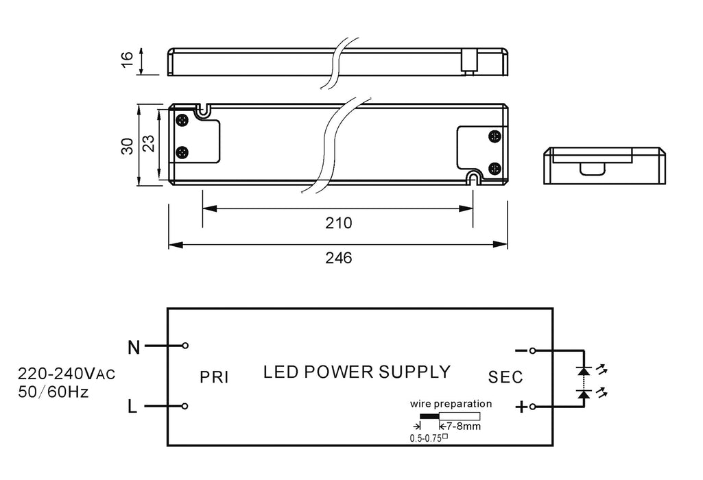 Trafo 220V tbv LED spiegels 30W max