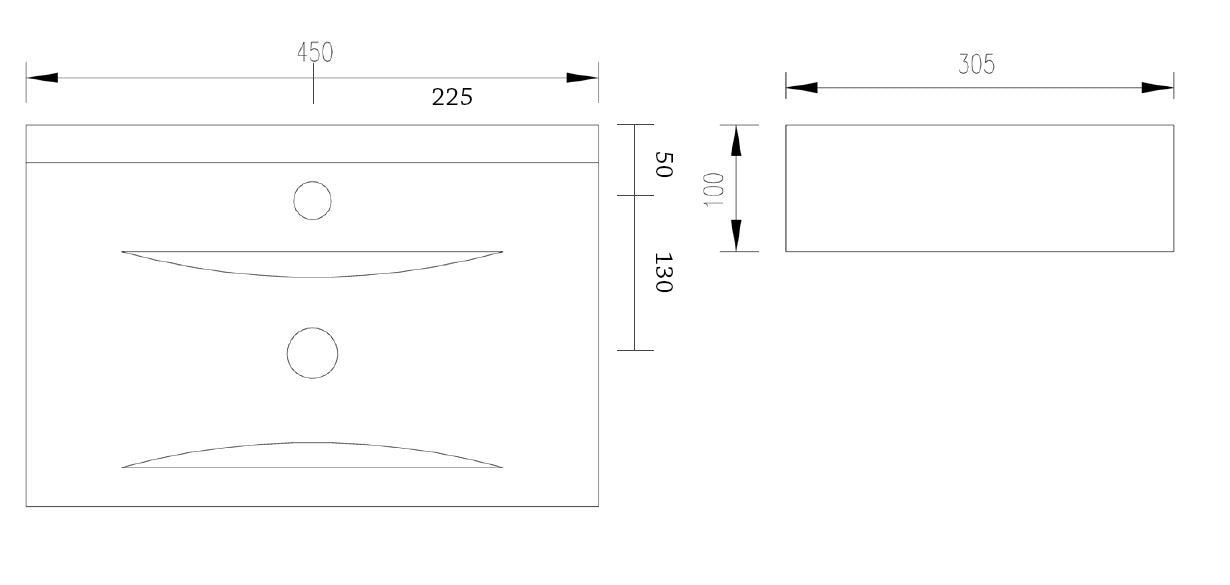 Best-Design Train wastafel 45x30,5x10cm