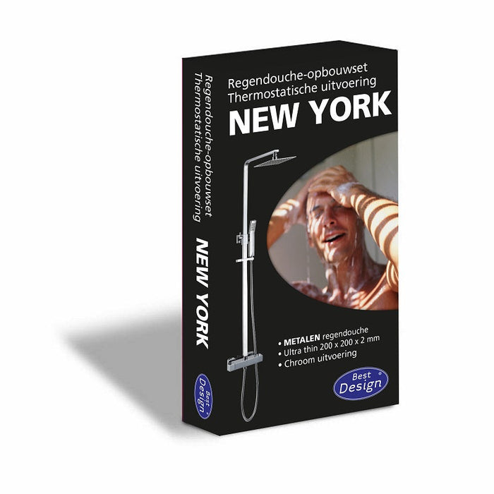 Best-Design New-York vierkante thermostatische regendouche-opbouwset