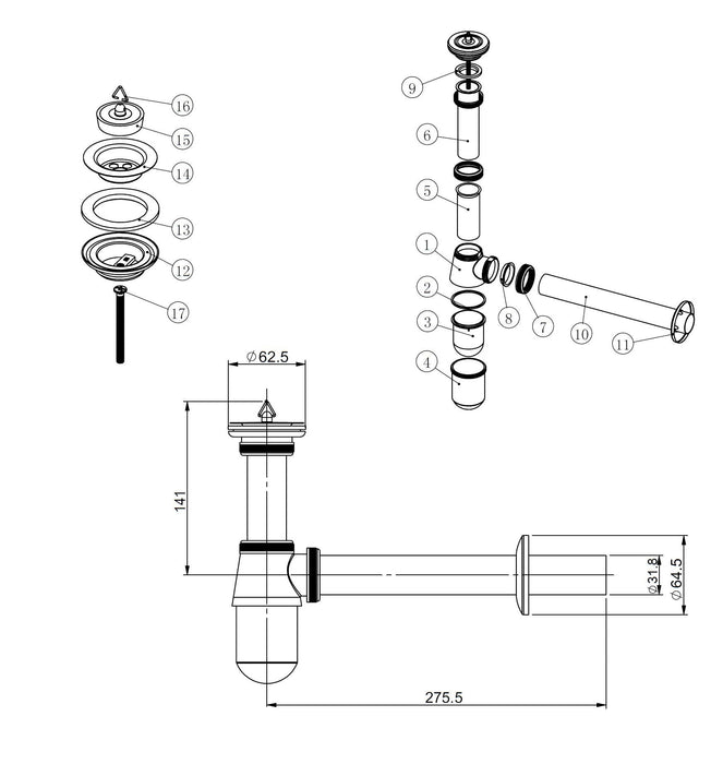 Best-Design plug & beker sifon (2 in 1) 5/4 x 32 mm