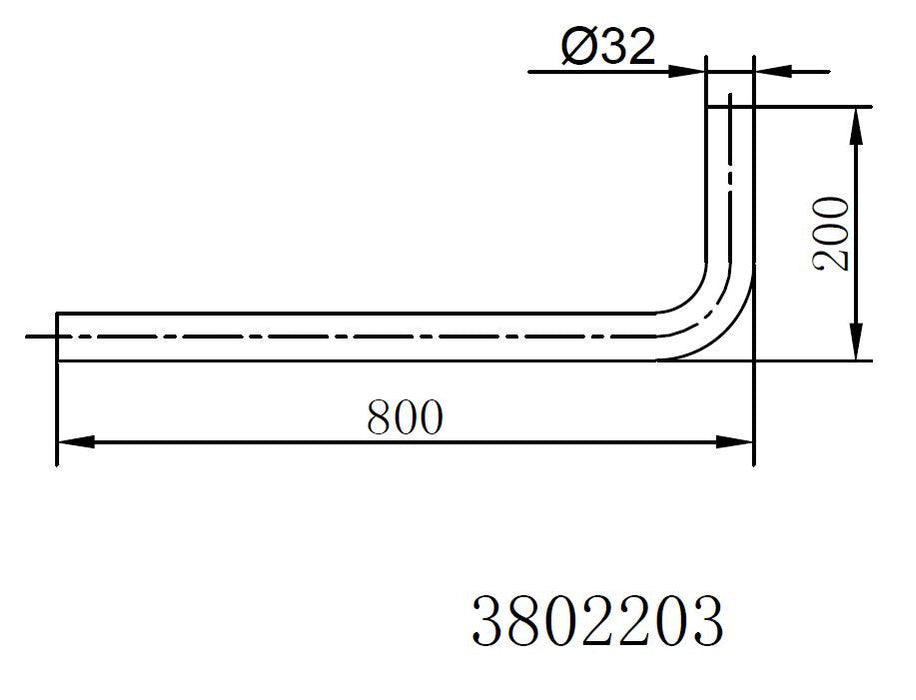 Best-Design vloerbuis chroom 800x200x32 mm