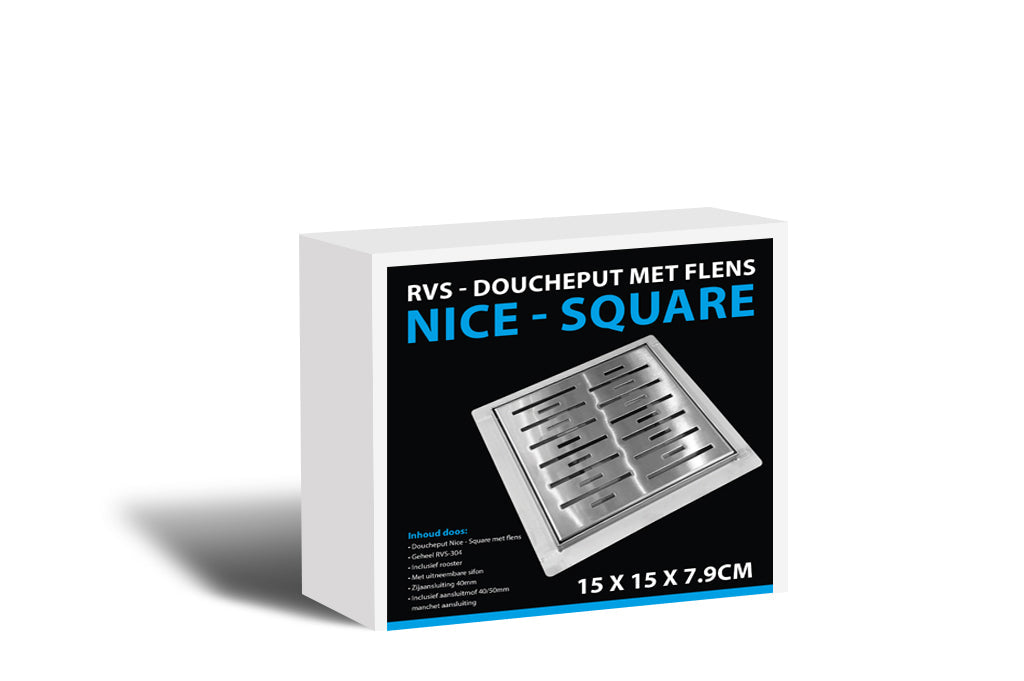 Best-Design N-Square doucheput met flens 15x15x7.7cm