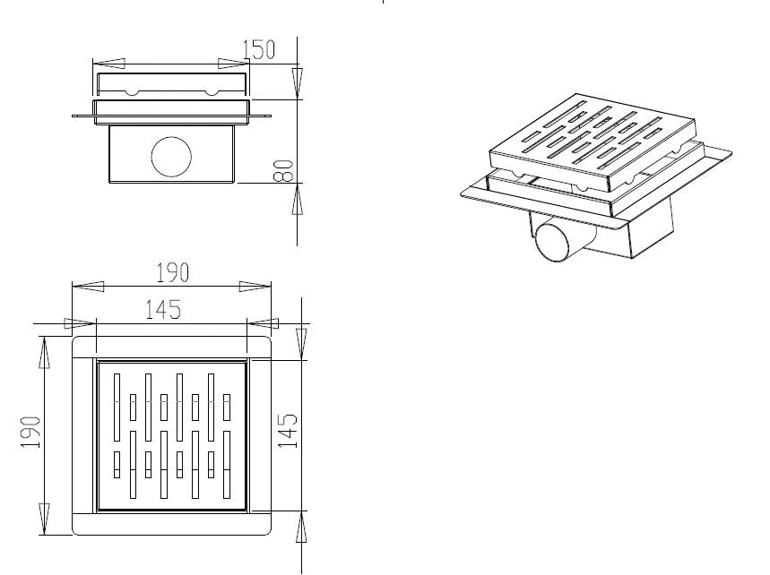 Best-Design N-Square doucheput met flens 15x15x7.7cm