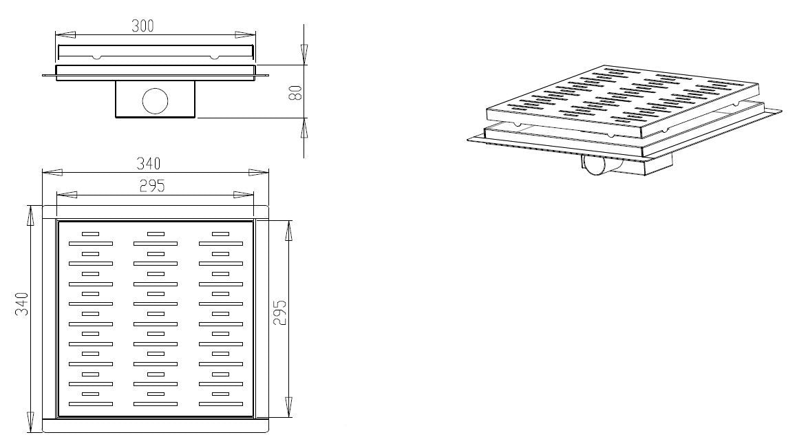 Best-Design N-Square doucheput met flens 30x30x7.7cm