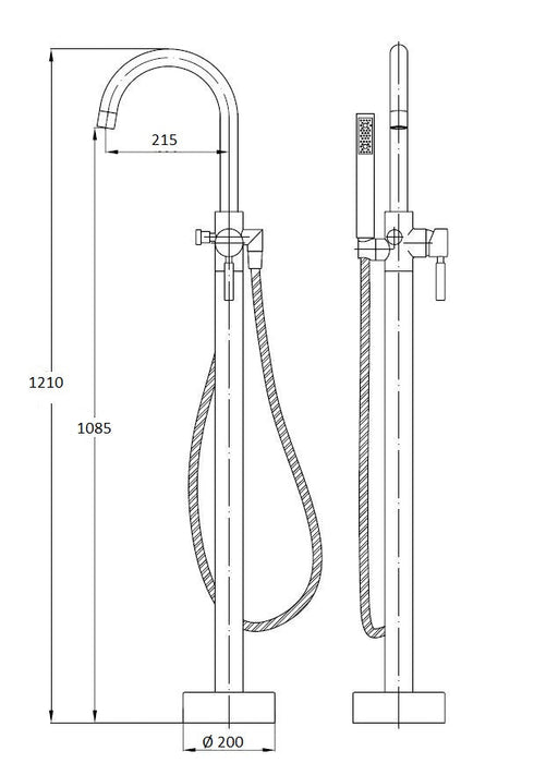 Best-Design Power Vrijstaande Badkraan H=120cm