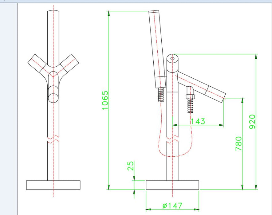 Best-Design Strong vrijstaande badkraan H=106cm