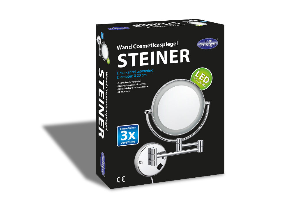 Best-Design Steiner wand cosmeticaspiegel incl. LED verlichting chroom