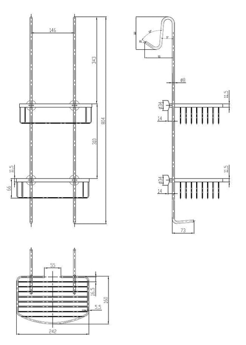 Best-Design Rome-Steinhof-Chroom ophangrek (doucheregaal)