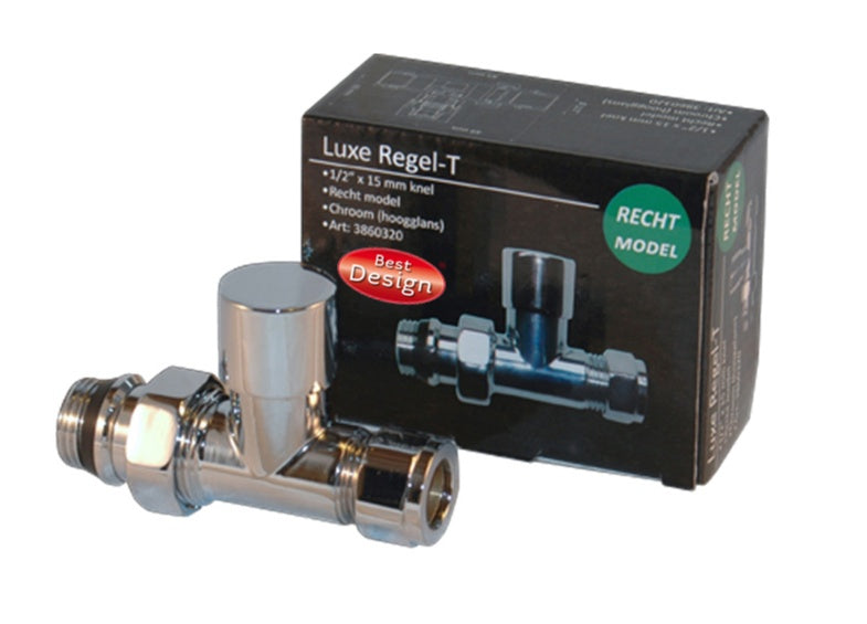 Best-Design luxe Regel-T (voetventiel) recht 1/2x15mm