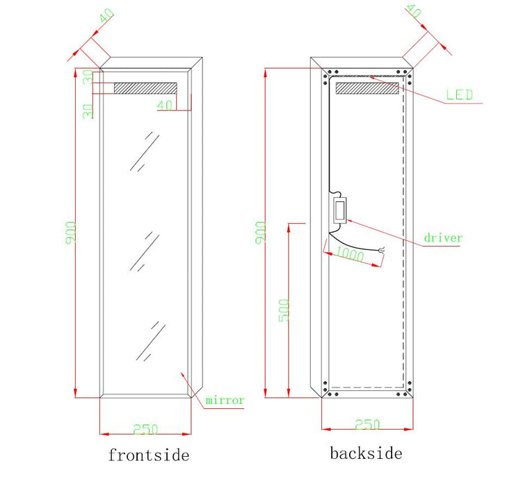 Best-Design Miracle LED spiegel B=25 x H=90cm