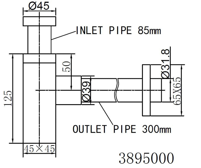 Best-Design Square sifon 5/4 x 32 mm