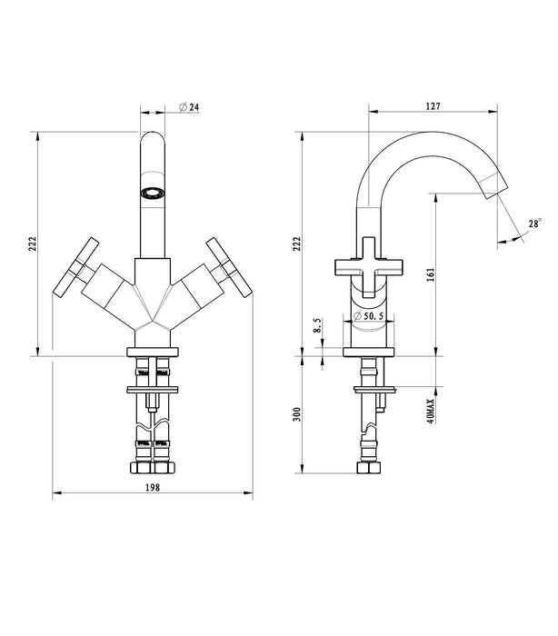 Best-Design New-Jax wastafelmengkraan H=22cm