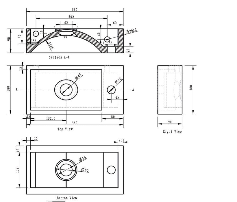 Wiesbaden fontein links 36x18x9 cm hardsteen gezoet