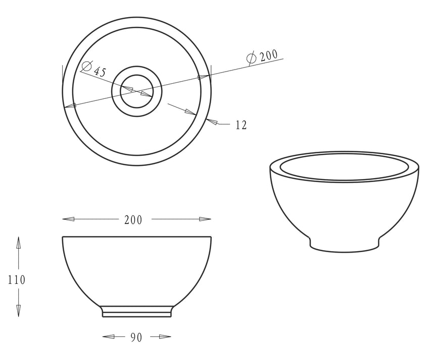Wiesbaden Raw waskom rond 20x11 cm hardsteen gezoet