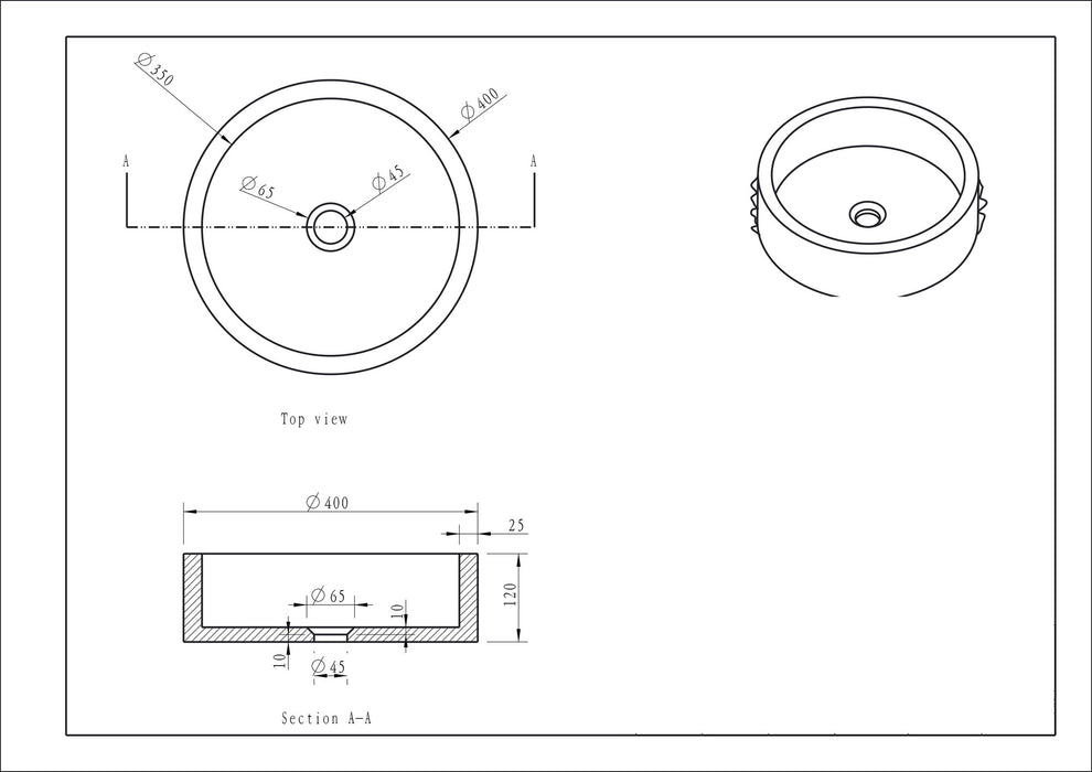 Wiesbaden Raw waskom rond hamerslag 40x12 cm hardsteen gezoet