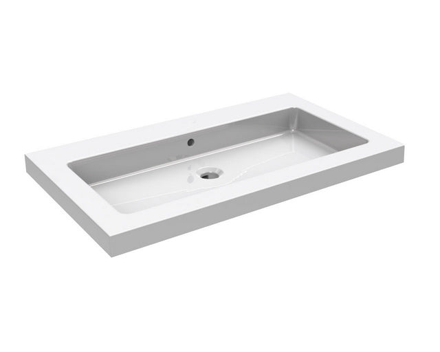 Wiesbaden Kera wastafel enkel zonder kraangat 60x46x5 cm keramiek glans wit