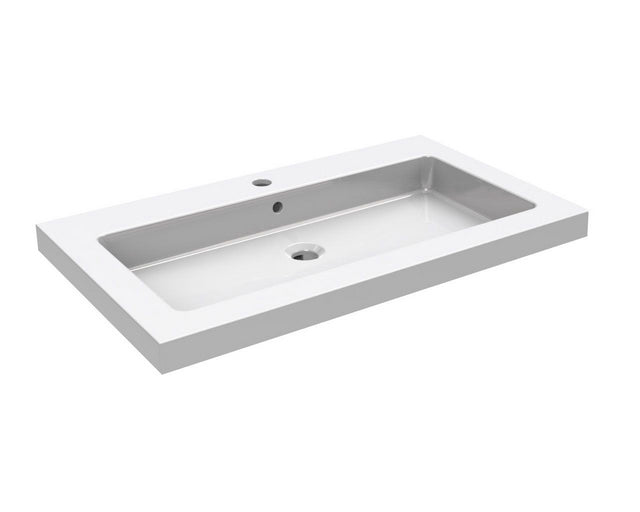 Wiesbaden Kera wastafel enkel met 1 kraangat 60x46x5 cm keramiek glans wit