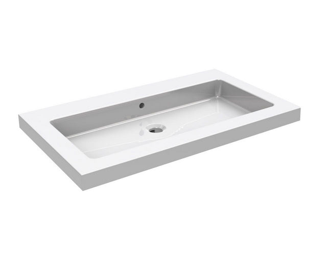 Wiesbaden Kera wastafel enkel zonder kraangat 80x46x5 cm keramiek glans wit