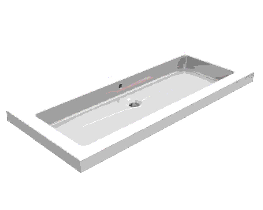 Wiesbaden Kera wastafel enkel zonder kraangat 100x46x5 cm keramiek glans wit
