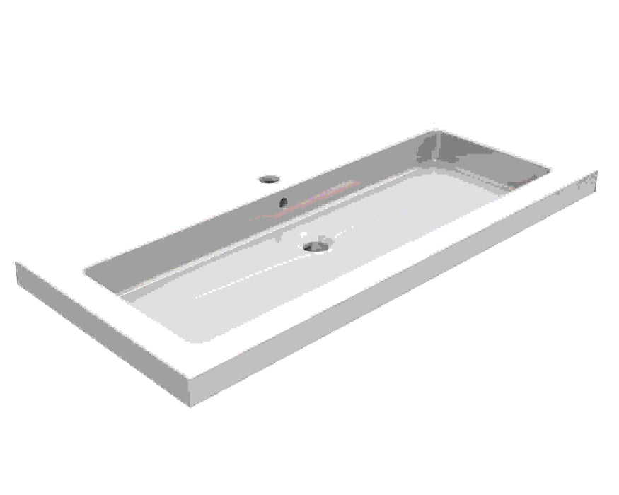 Wiesbaden Kera wastafel enkel zonder kraangat 100x46x5 cm keramiek glans wit