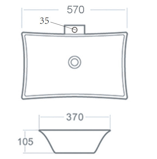 Best-Design Raaf opbouw wastafel M/kraangat 56x37x10,5cm