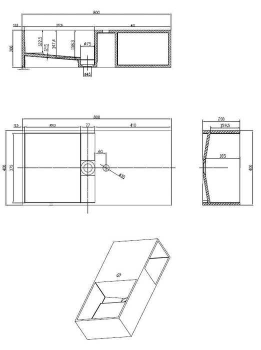 Best-Design Qwee-80 wastafel Just-Solid 80x40x20cm