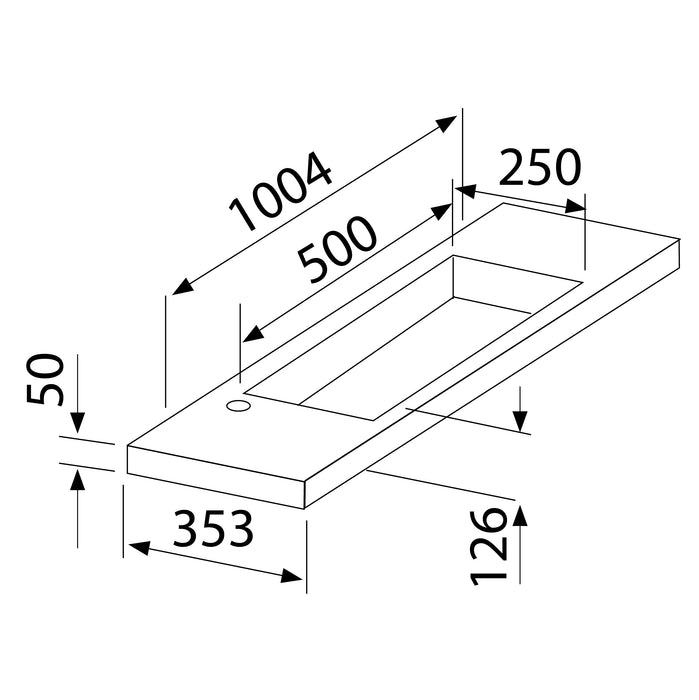 Best-Design Slim wastafel voor meubel 100cm (ondiep) 35 cm met kraangat